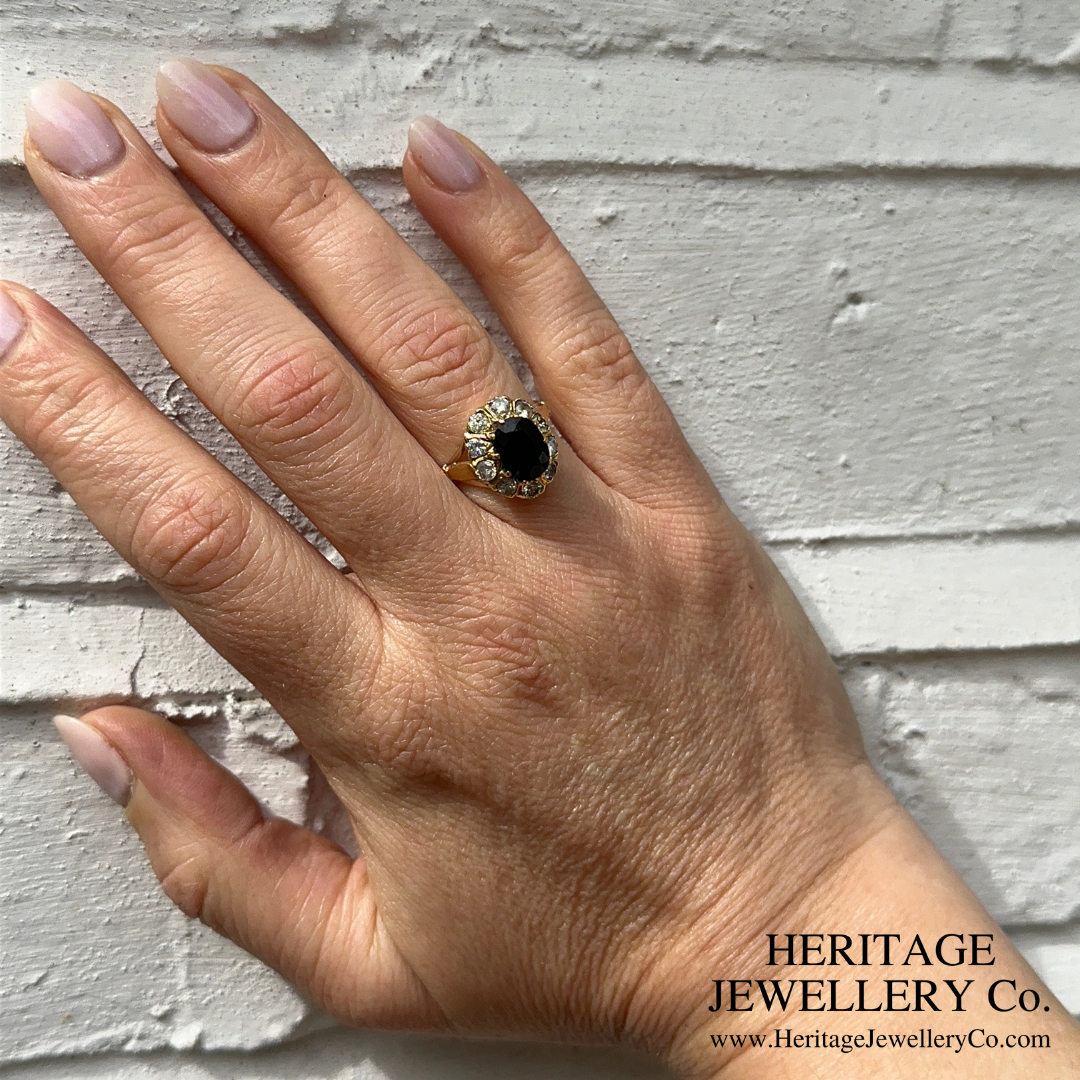 Vintage Sapphire and Diamond Cluster Ring