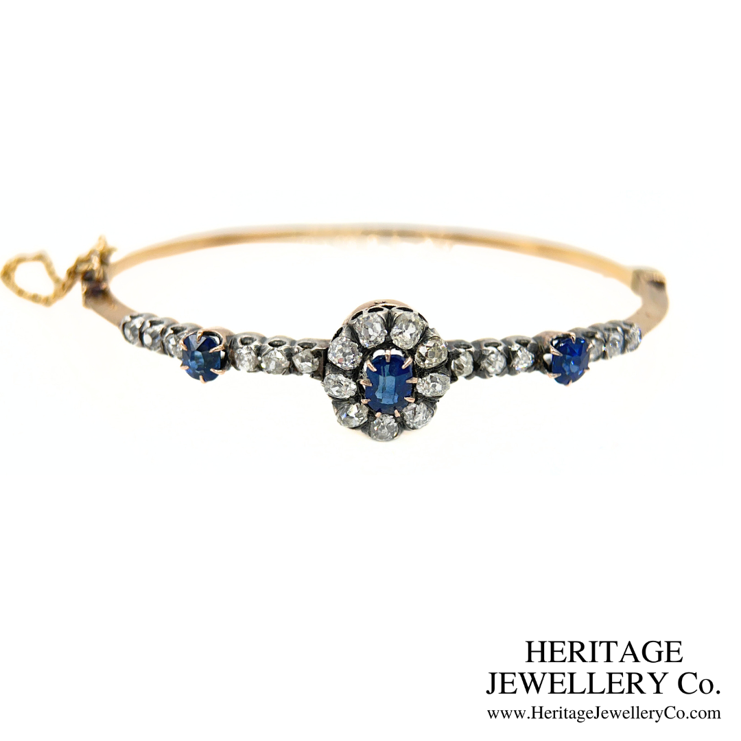 Antique Sapphire & Diamond Bangle (18ct Gold)