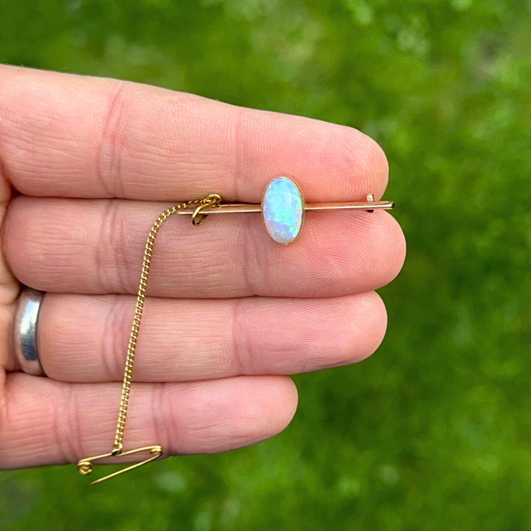 Antique Opal Bar Brooch (9ct Gold)
