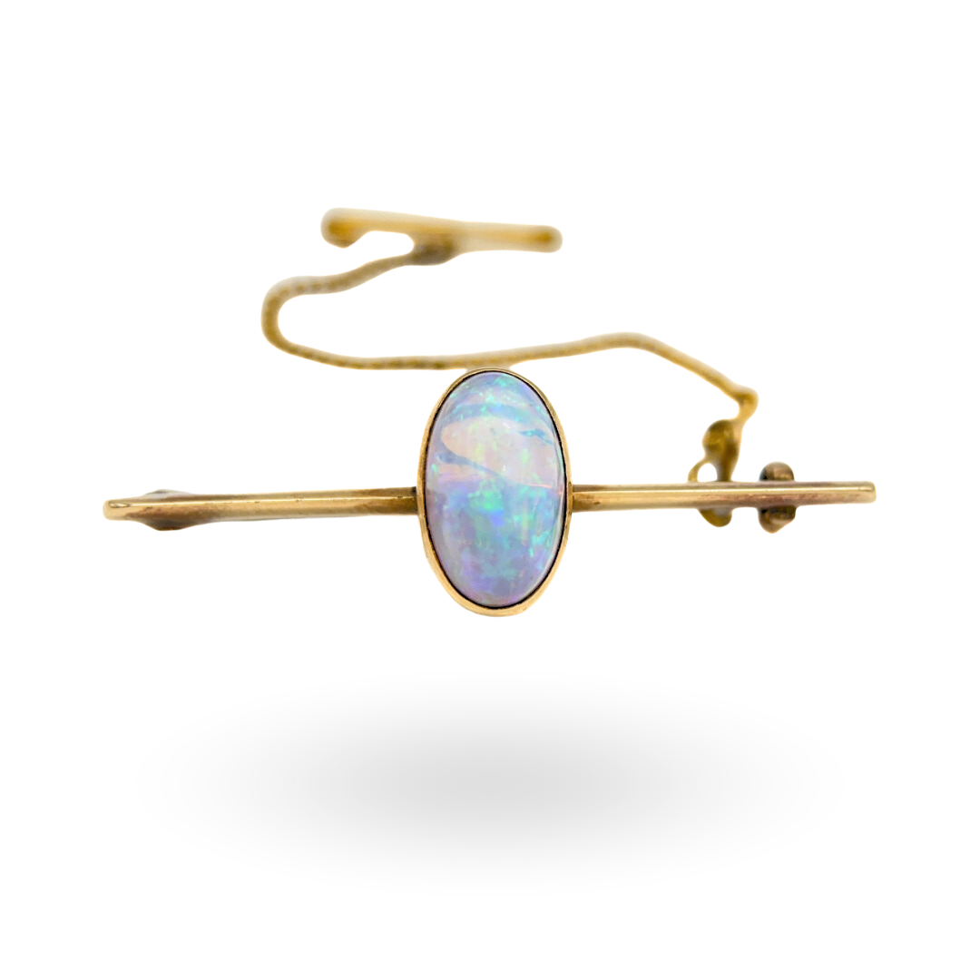 Antique Opal Bar Brooch (9ct Gold)