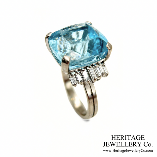 Fine Aquamarine & Diamond Cocktail Ring