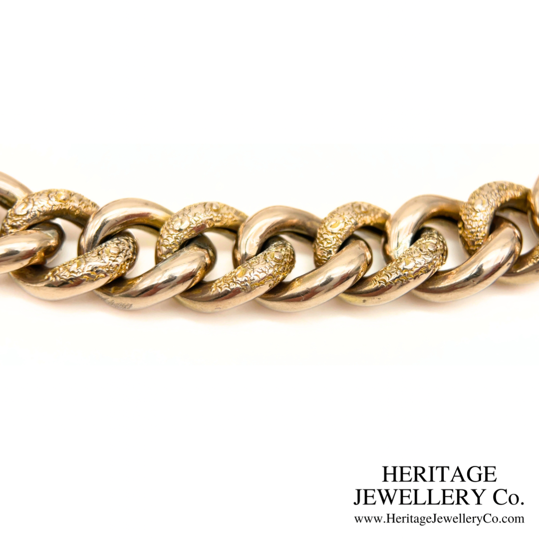 Antique "Night and Day" Gold Curb Bracelet