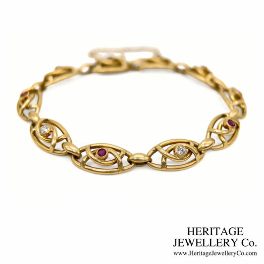 Art Nouveau Ruby & Diamond Bracelet