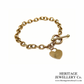 Vintage Gold Bracelet with Heart Charm and T-Bar