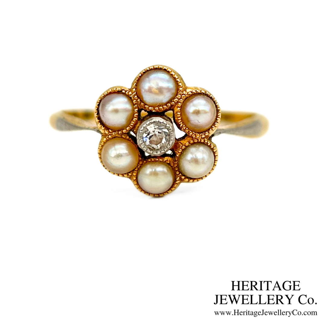 Antique Pearl & Diamond Cluster Ring