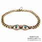 Antique Turquoise & Pearl Curb Bracelet (9ct Gold)