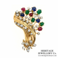 Retro Tutti Frutti Diamond and Gemstone Brooch