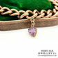 Antique Gold Curb Bracelet with Amethyst Heart Charm