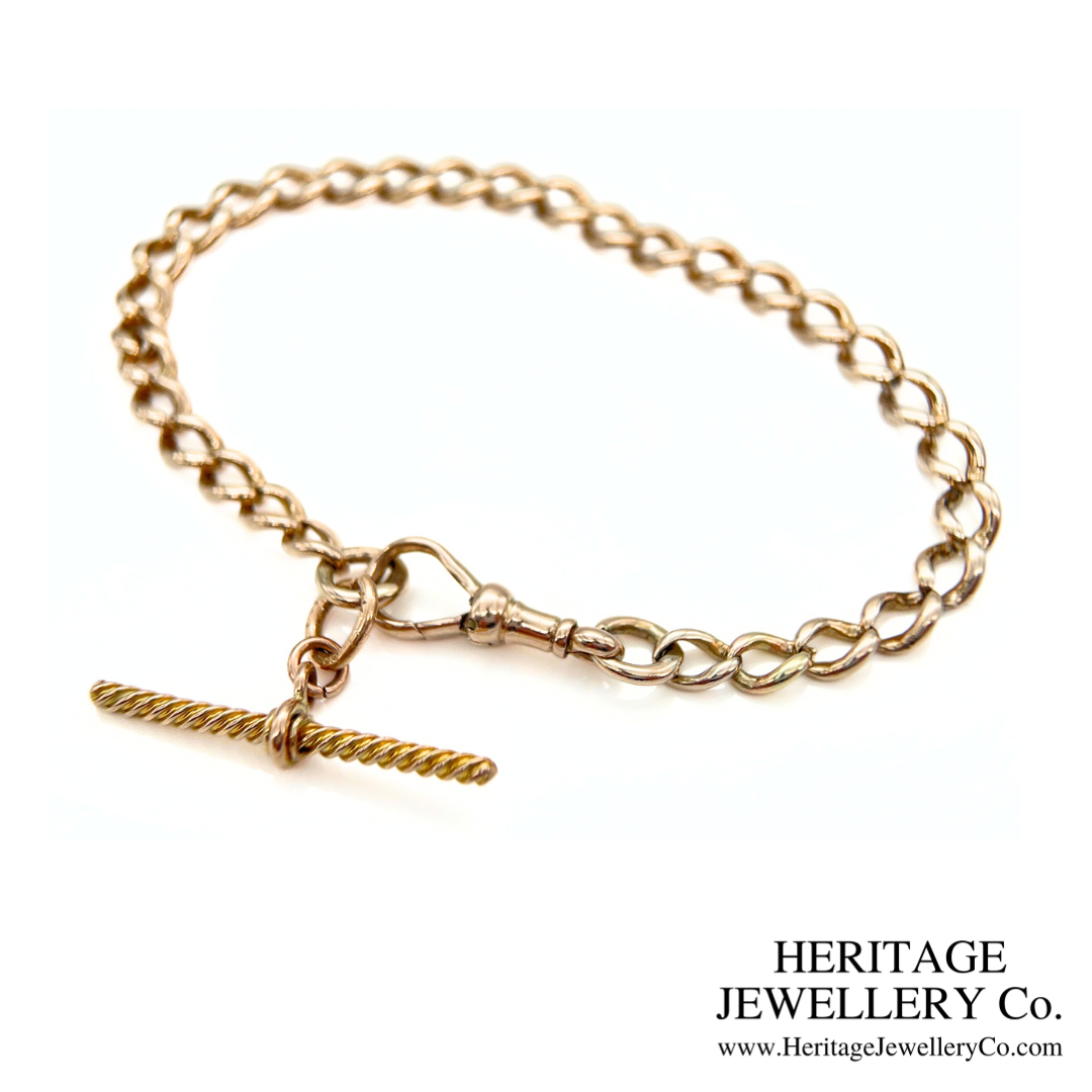 Antique Gold Curb Bracelet & Fancy T-Bar