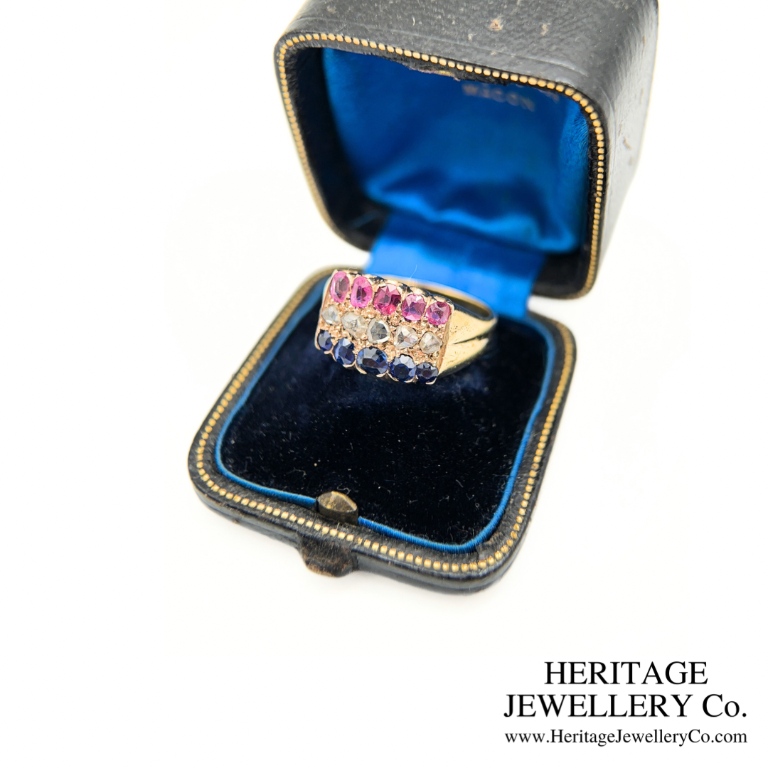 Victorian Ruby, Diamond and Sapphire Ring