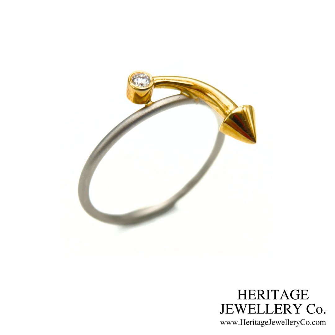 Platinum and Gold Diamond Arrow Ring