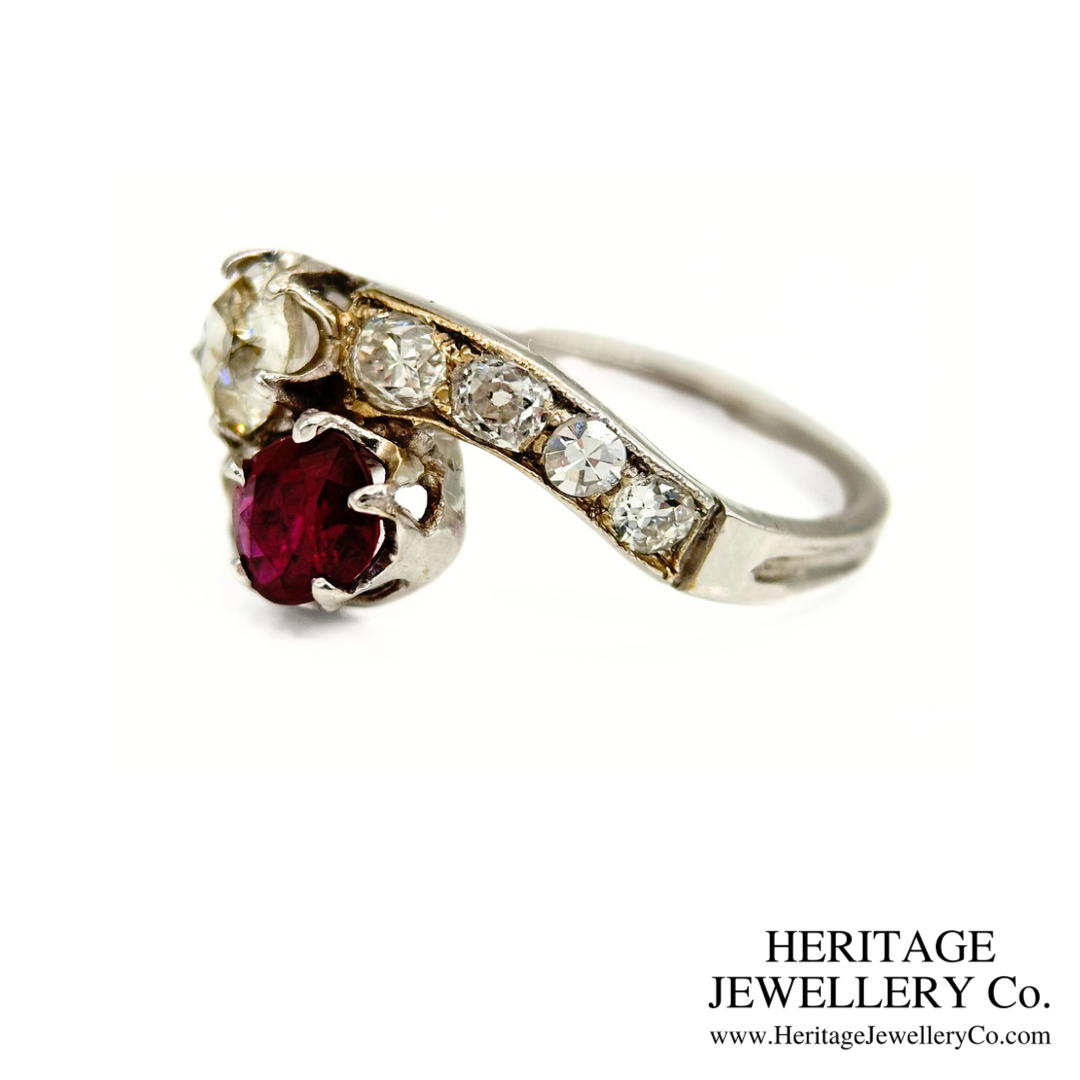 Antique Ruby and Diamond 'Toi et Moi' Ring