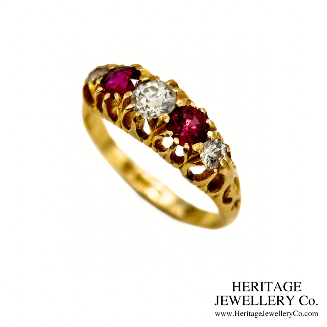 Victorian Ruby and Diamond 5-Stone Ring (c.1897)