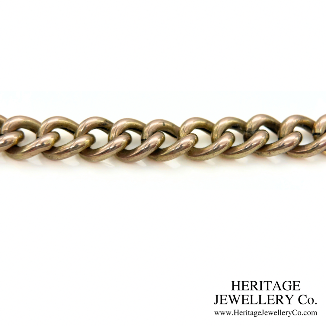 Antique Turquoise & Pearl Curb Bracelet (9ct Gold)
