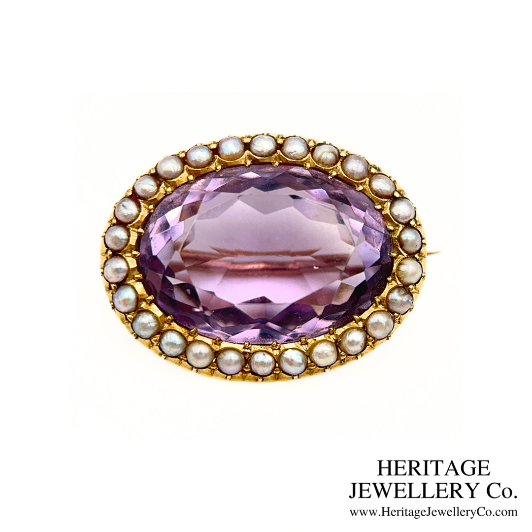 Victorian Amethyst and Pearl Brooch