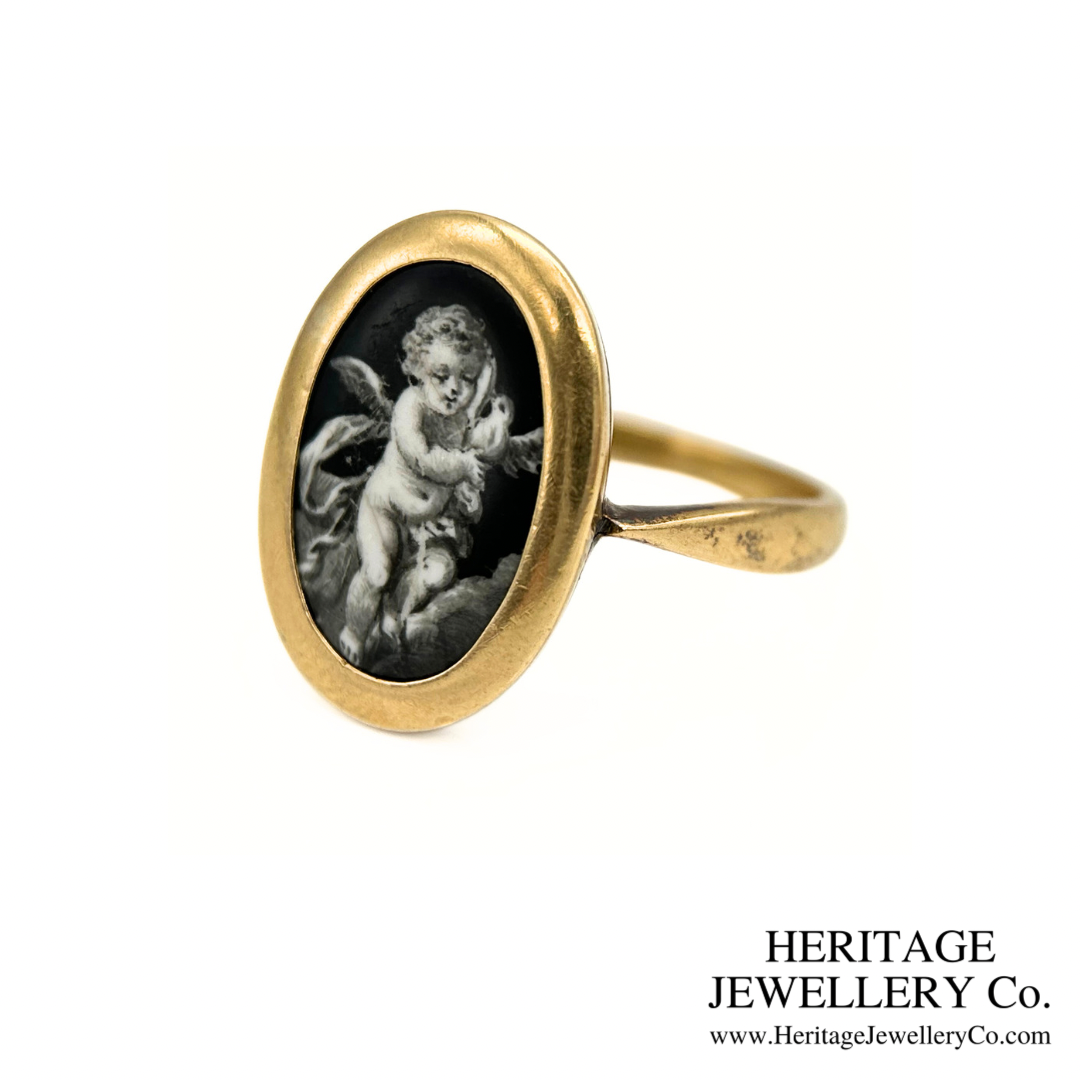 Victorian Gold Enamel Cherub Ring