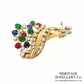 Retro Tutti Frutti Diamond and Gemstone Brooch