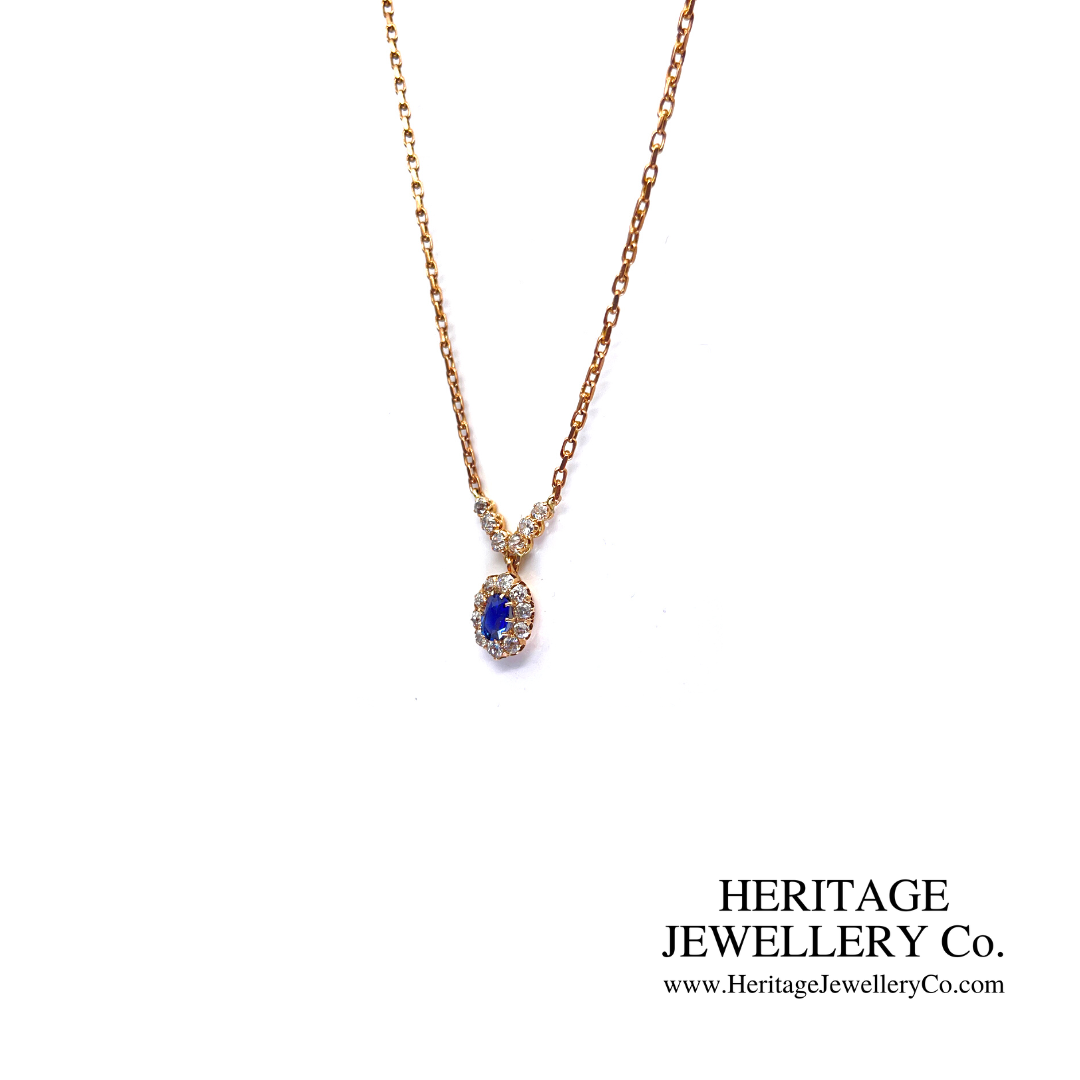 Antique Sapphire & Diamond Cluster Necklace (c.1900)