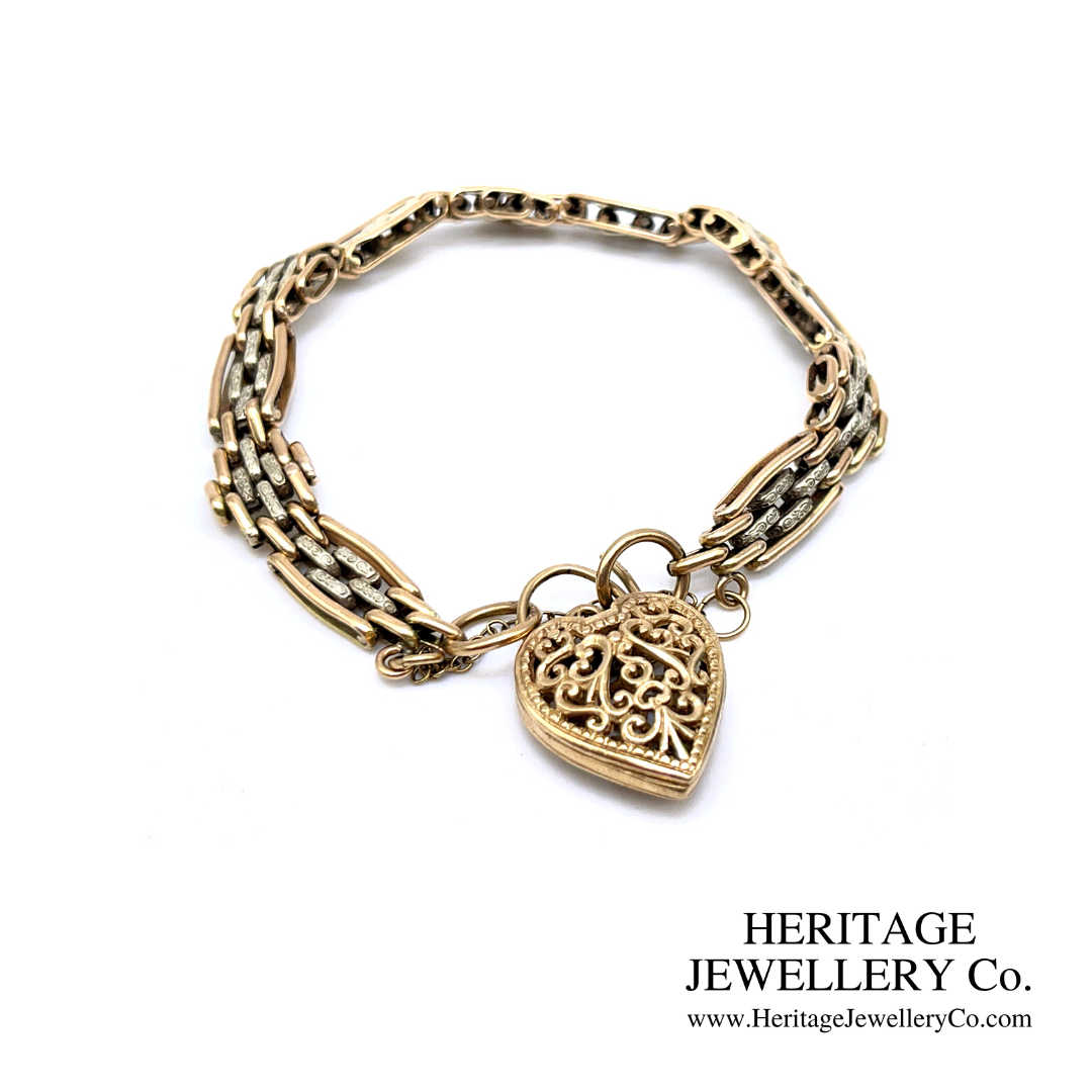 Vintage 2-Colour Bracelet with Heart Padlock