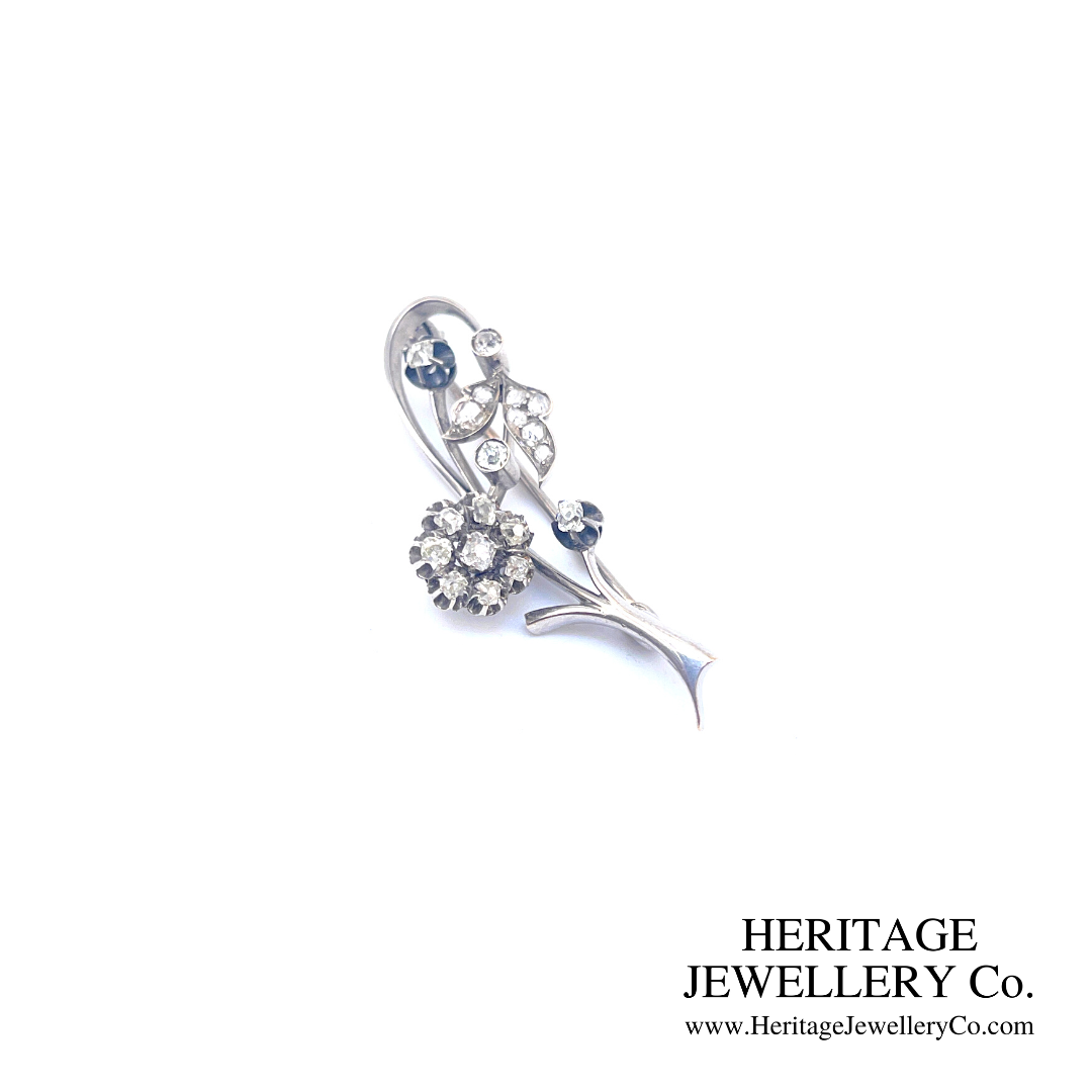 Art Deco Diamond Flower Brooch