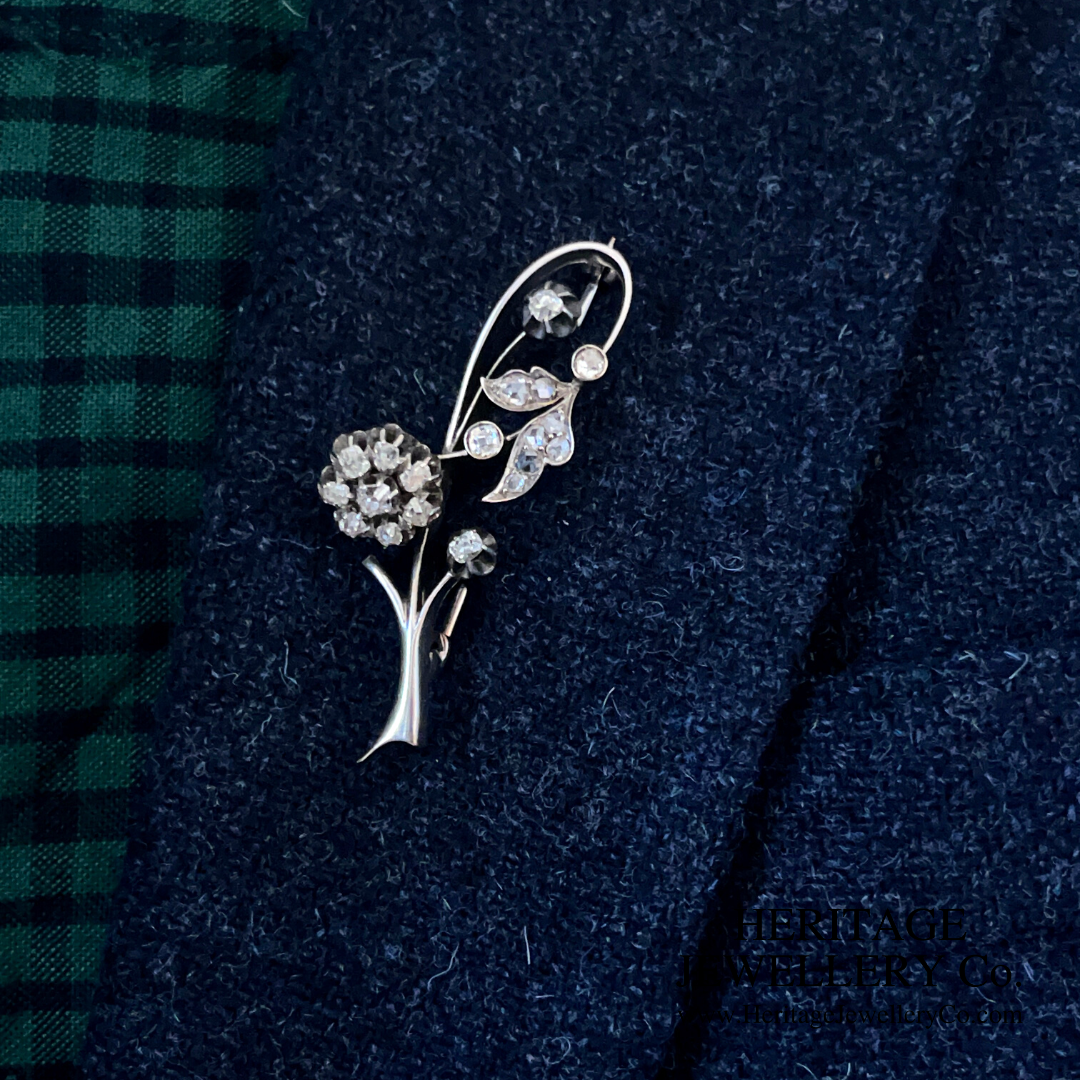 Art Deco Diamond Flower Brooch