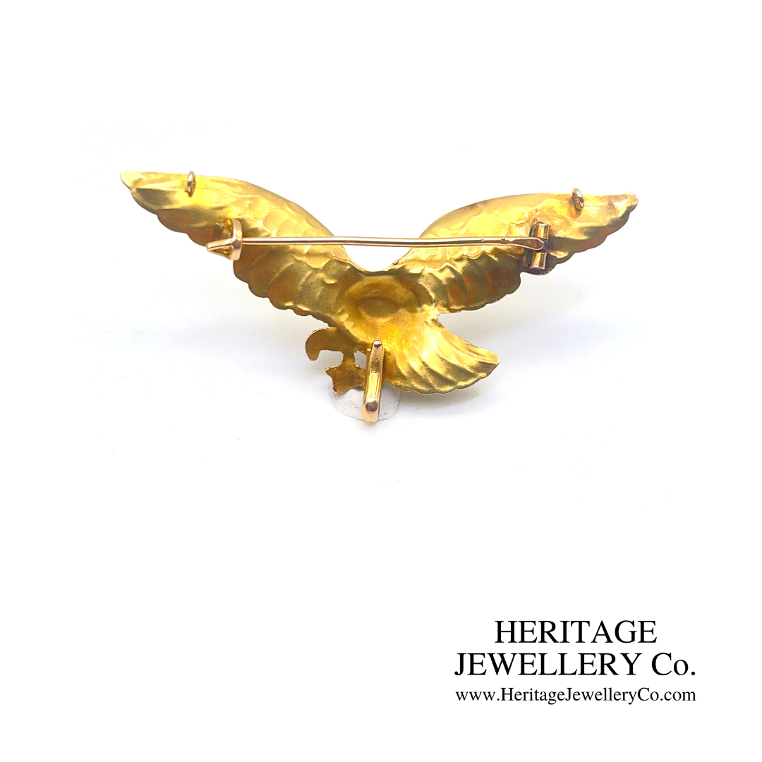 Antique Gold & Diamond Eagle Brooch