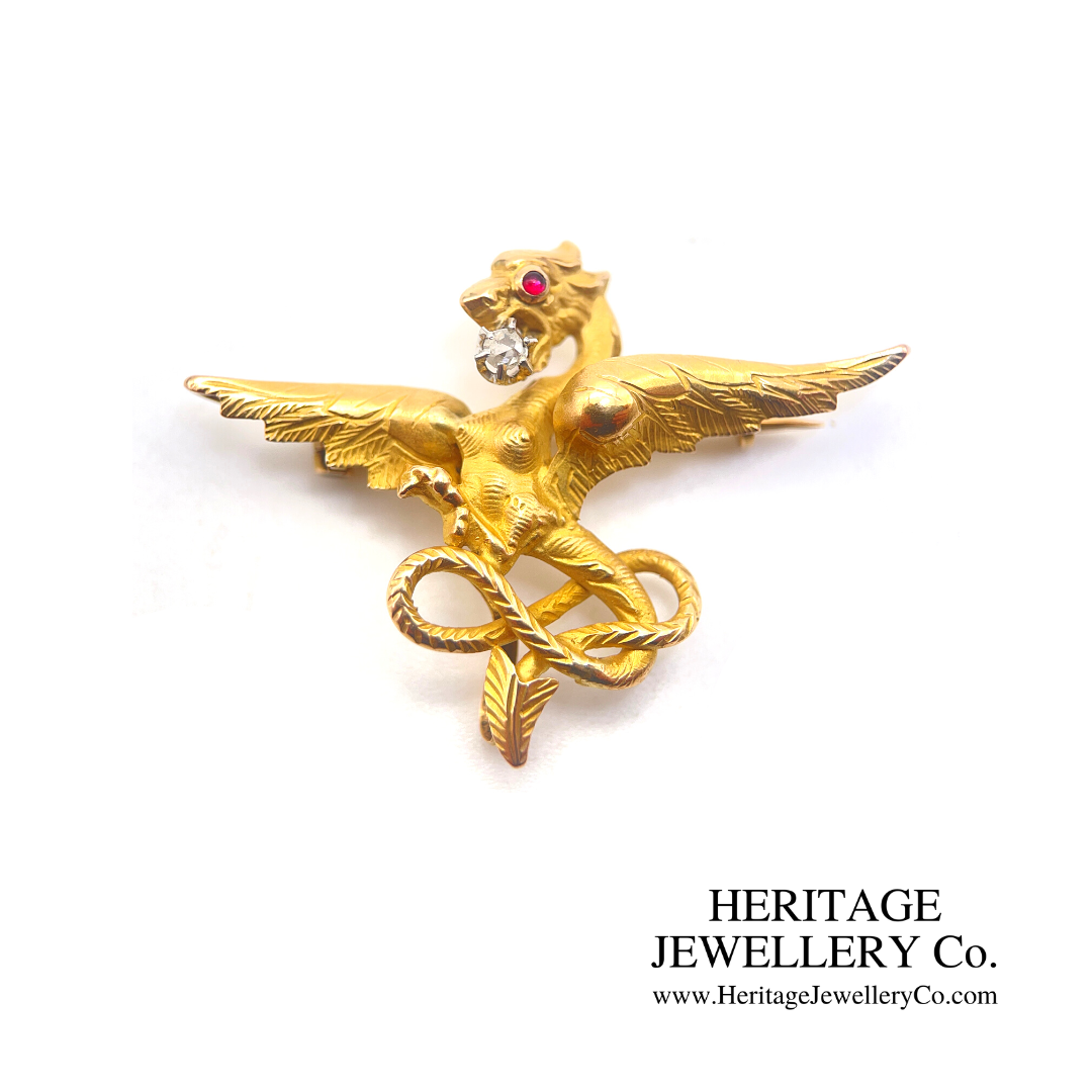 Antique Diamond-set Chimera Brooch / Pendant