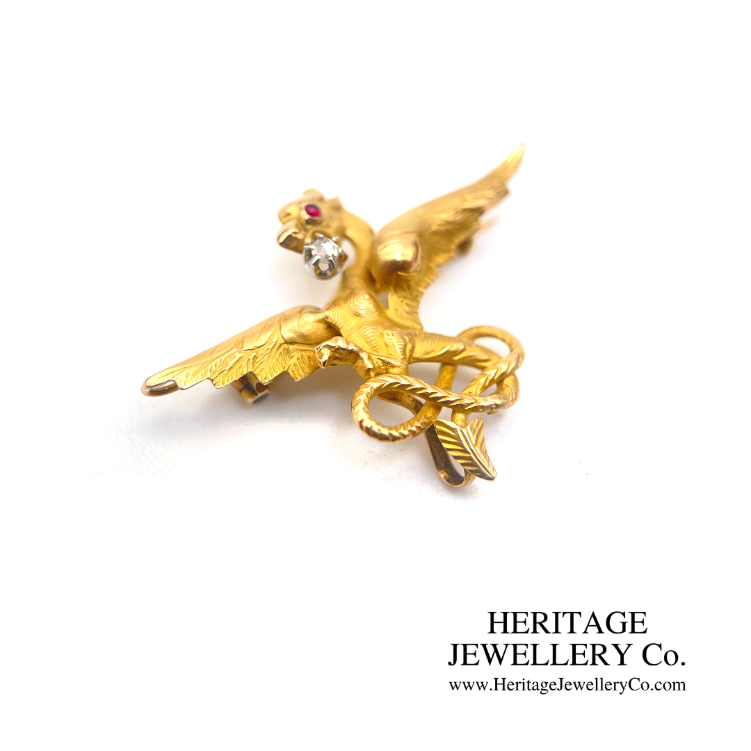 Antique Diamond-set Chimera Brooch / Pendant