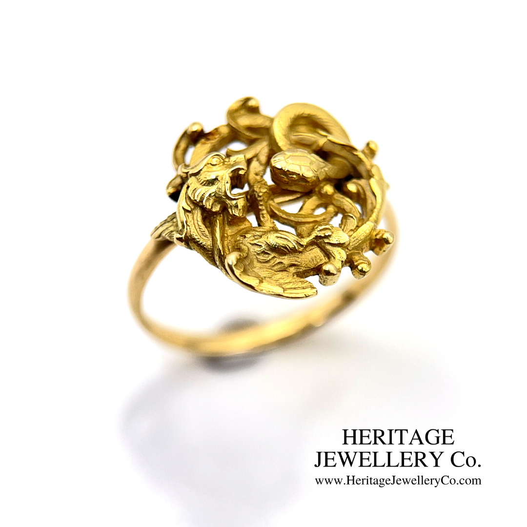 Antique Chimera and Snake Ring