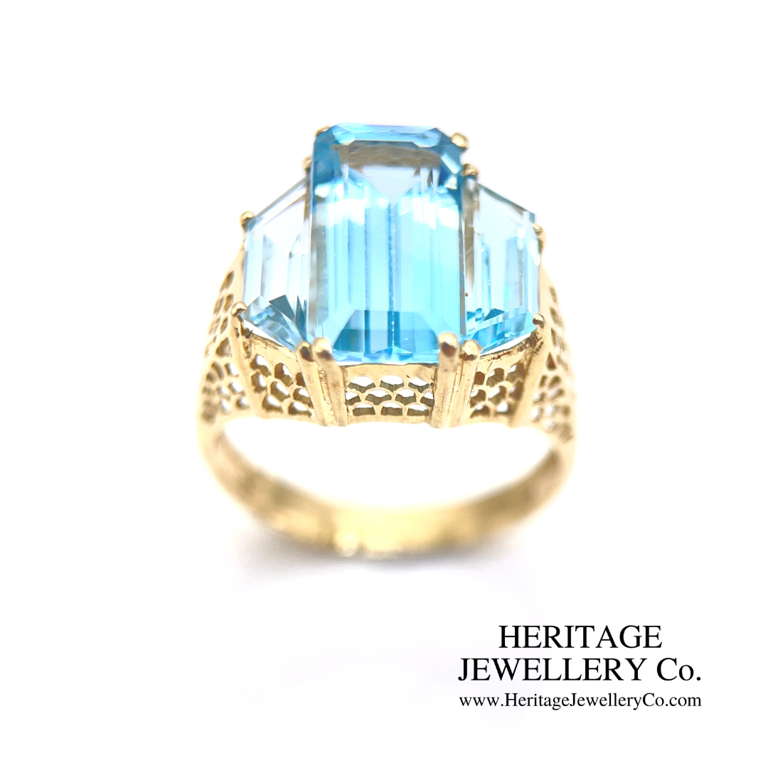 Vintage Aquamarine Dress Ring (14ct gold)