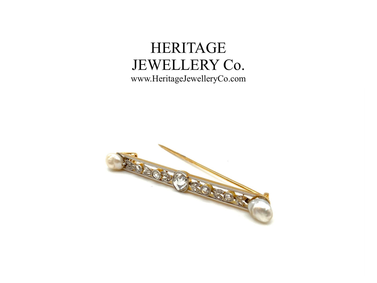 Antique French Gold, Diamond and Pearl Brooch