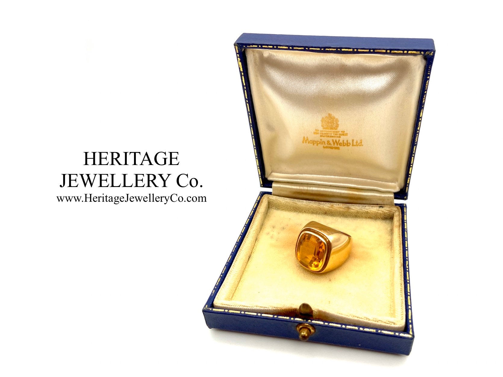 Emerald Cut Citrine Signet Ring