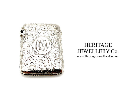 Victorian Silver Vesta Case with Calligraphic Initials (c. 1892)