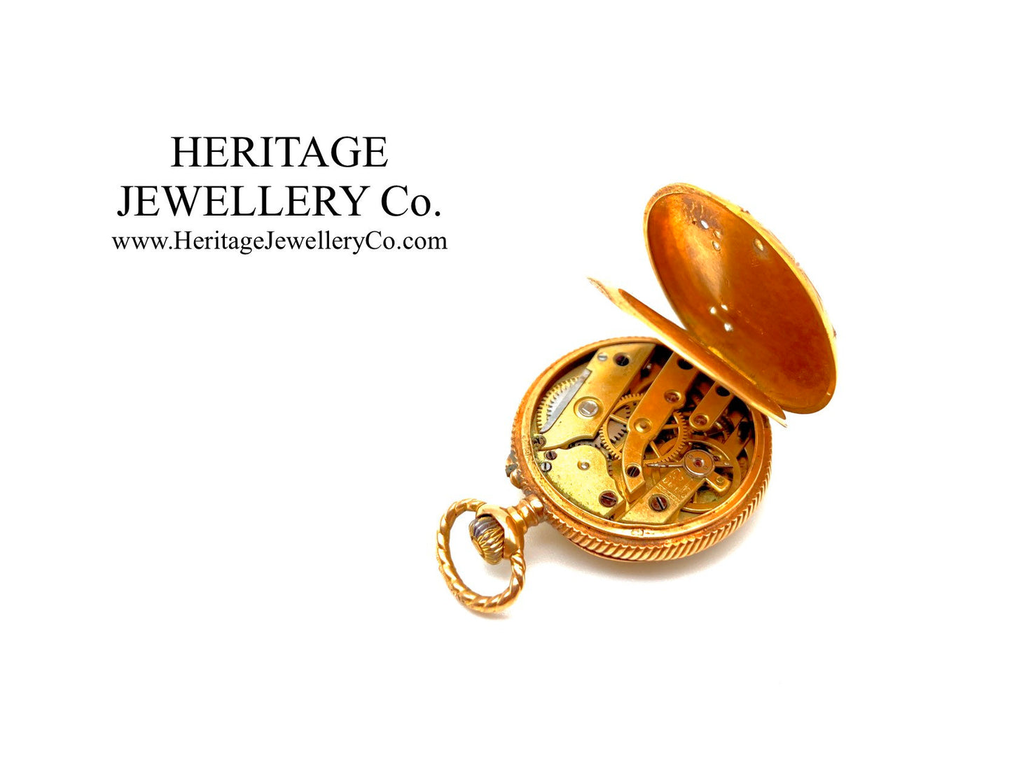 Jaeger LeCoultre Gold Pocket Watch with Diamond-Set Case