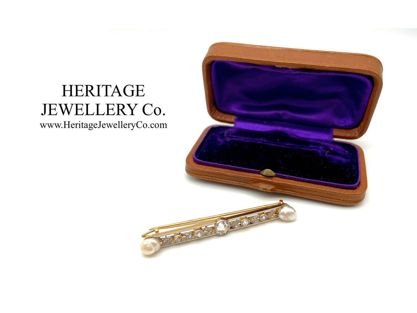 Antique French Gold, Diamond and Pearl Brooch