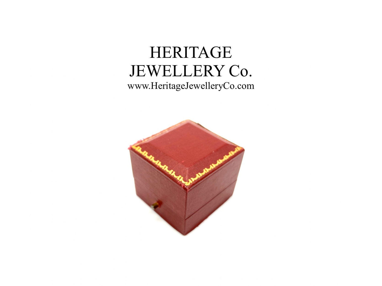 Vintage Tooled Leather Ring Box with Gold Trim
