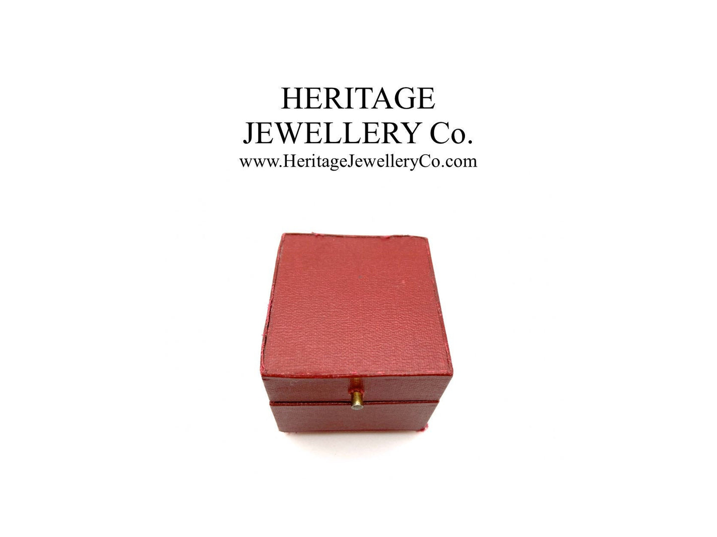 Vintage Tooled Leather Ring Box with Gold Trim