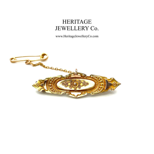 Antique Victorian Gold Mourning Brooch (9ct gold)
