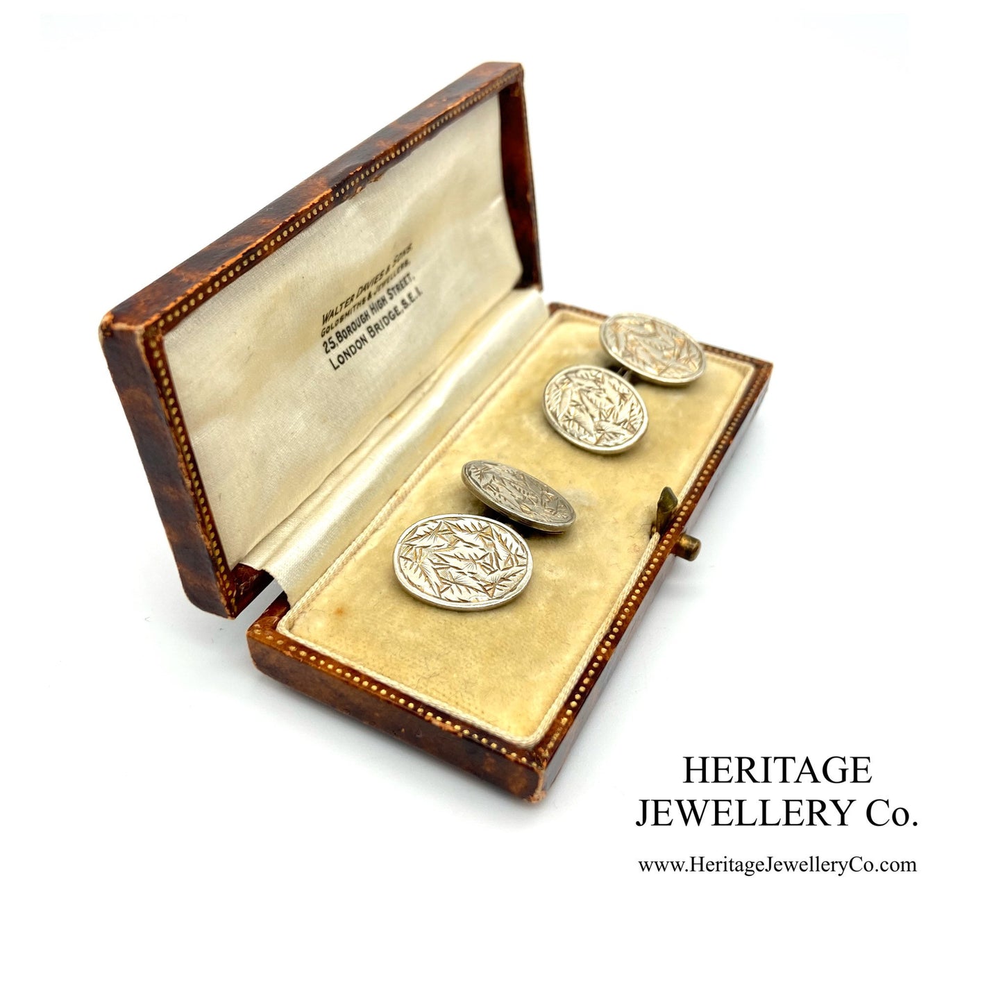 Victorian Silver Cufflinks with Antique Box