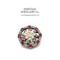 Antique Russian Gold, Diamond, Ruby and Pearl Brooch