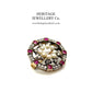 Antique Russian Gold, Diamond, Ruby and Pearl Brooch