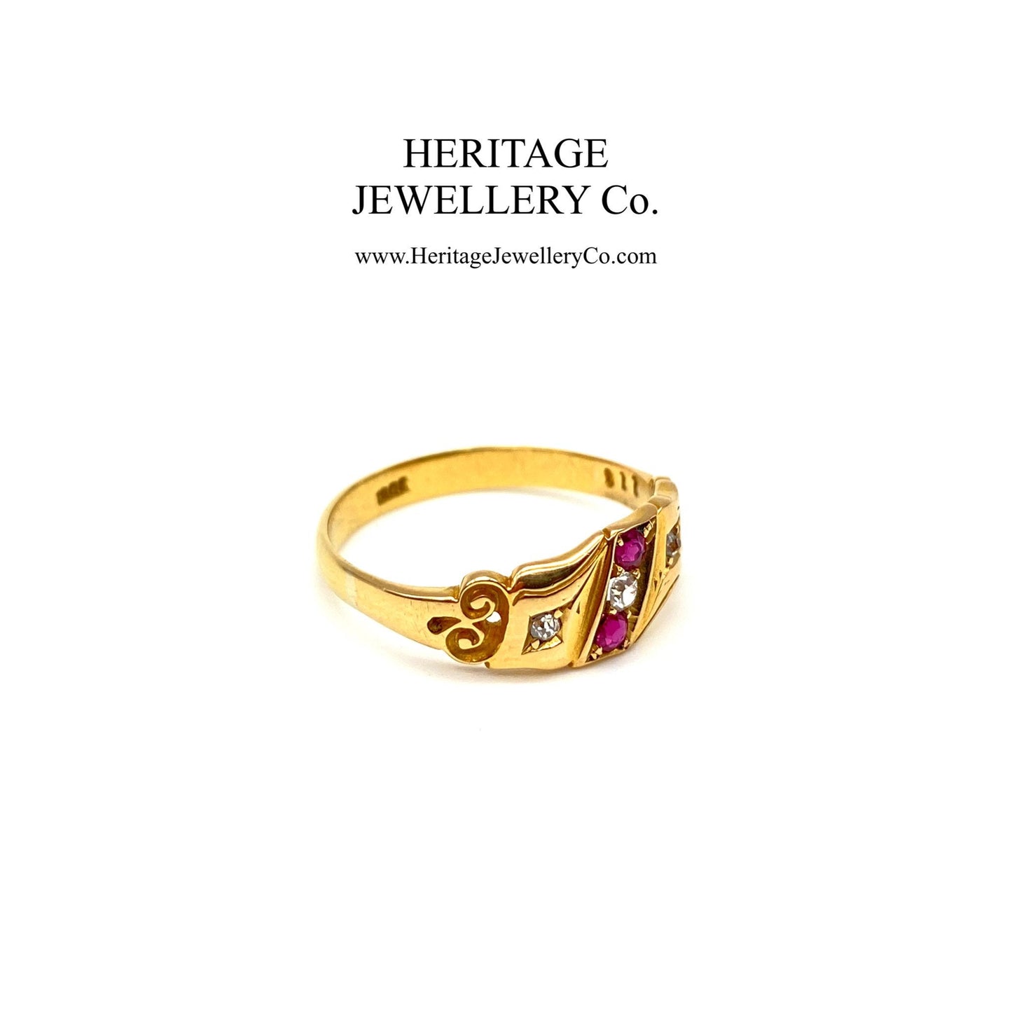 Antique Gold, Ruby & Diamond Gypsy Ring (c. 1890s)