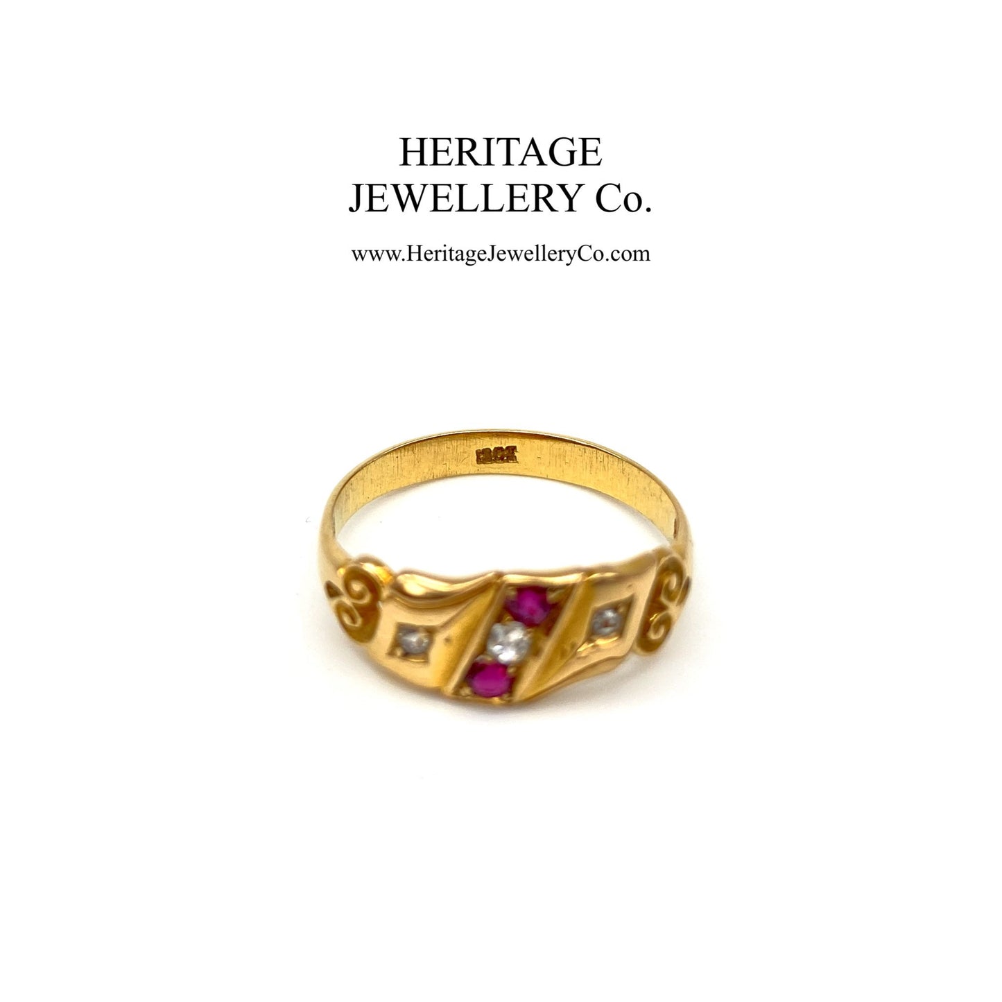 Antique Gold, Ruby & Diamond Gypsy Ring (c. 1890s)