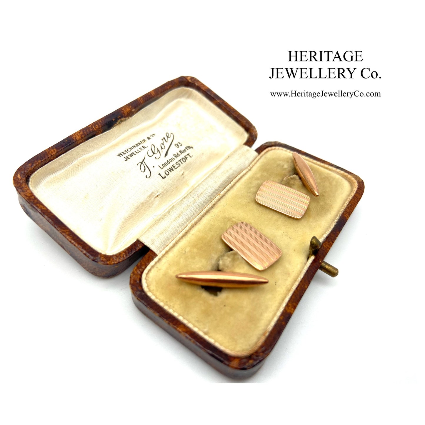 Georg Jensen Rose Gold Cufflinks with Antique Box (c. 1923)