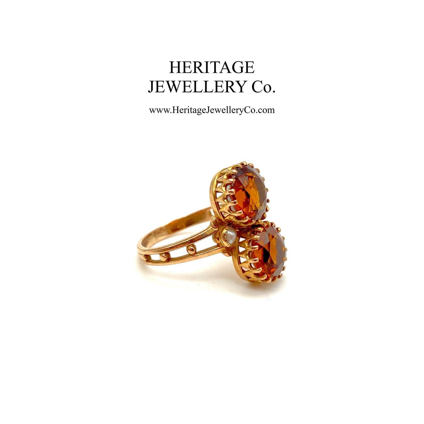 Antique French Citrine and Pearl Ring