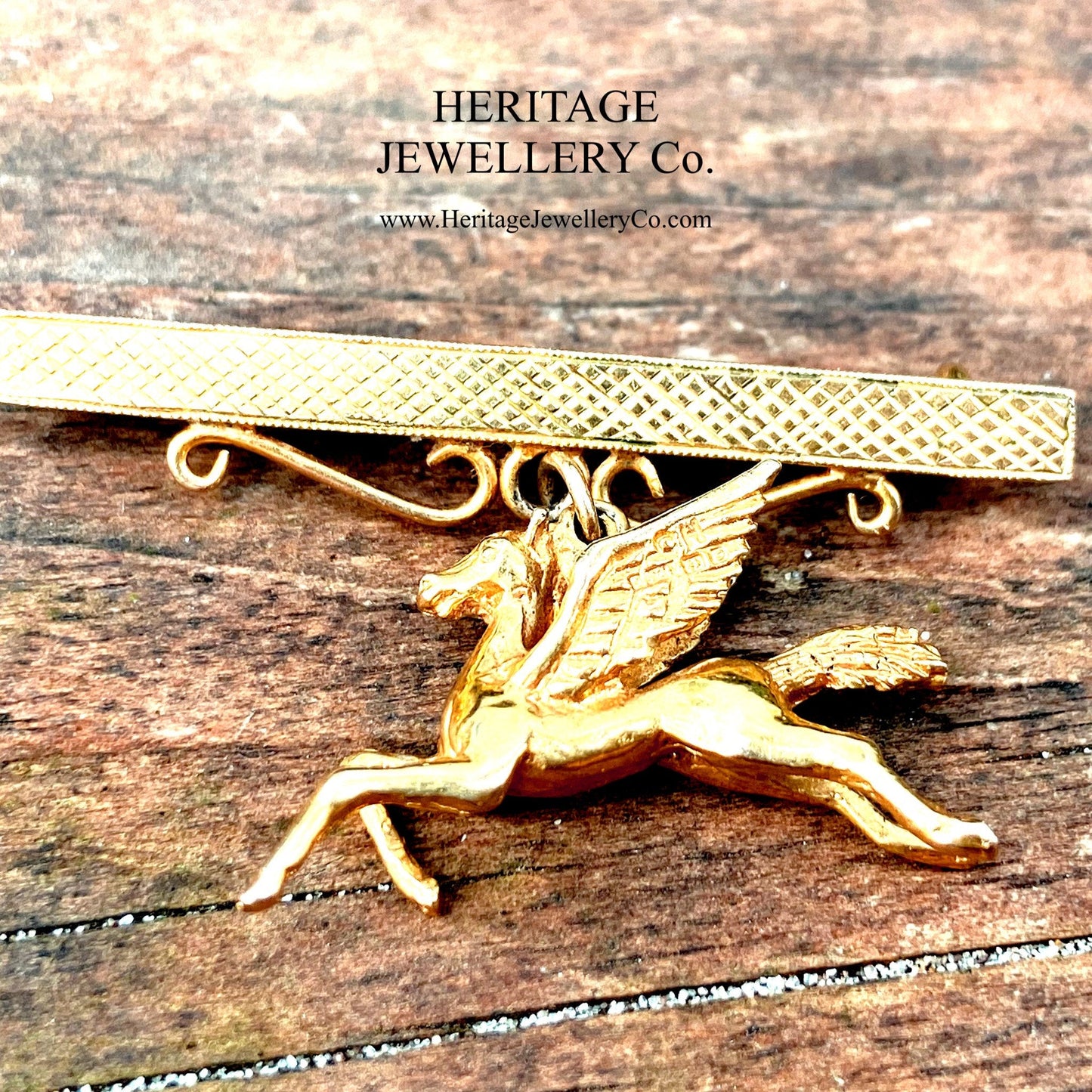 Vintage Gold Pegasus Bar Brooch