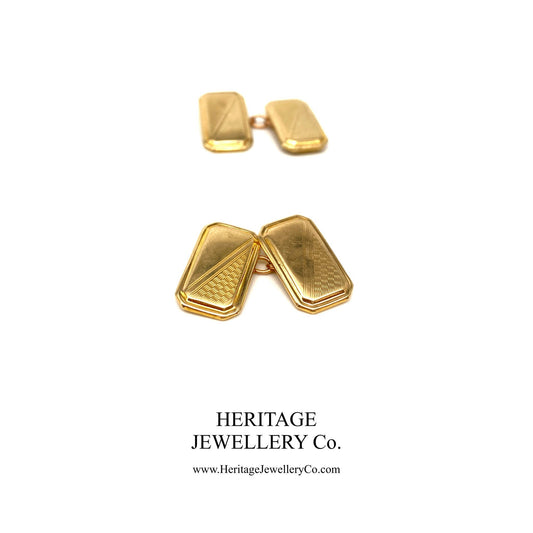 Antique Art Deco Gold Cufflinks with Antique Box