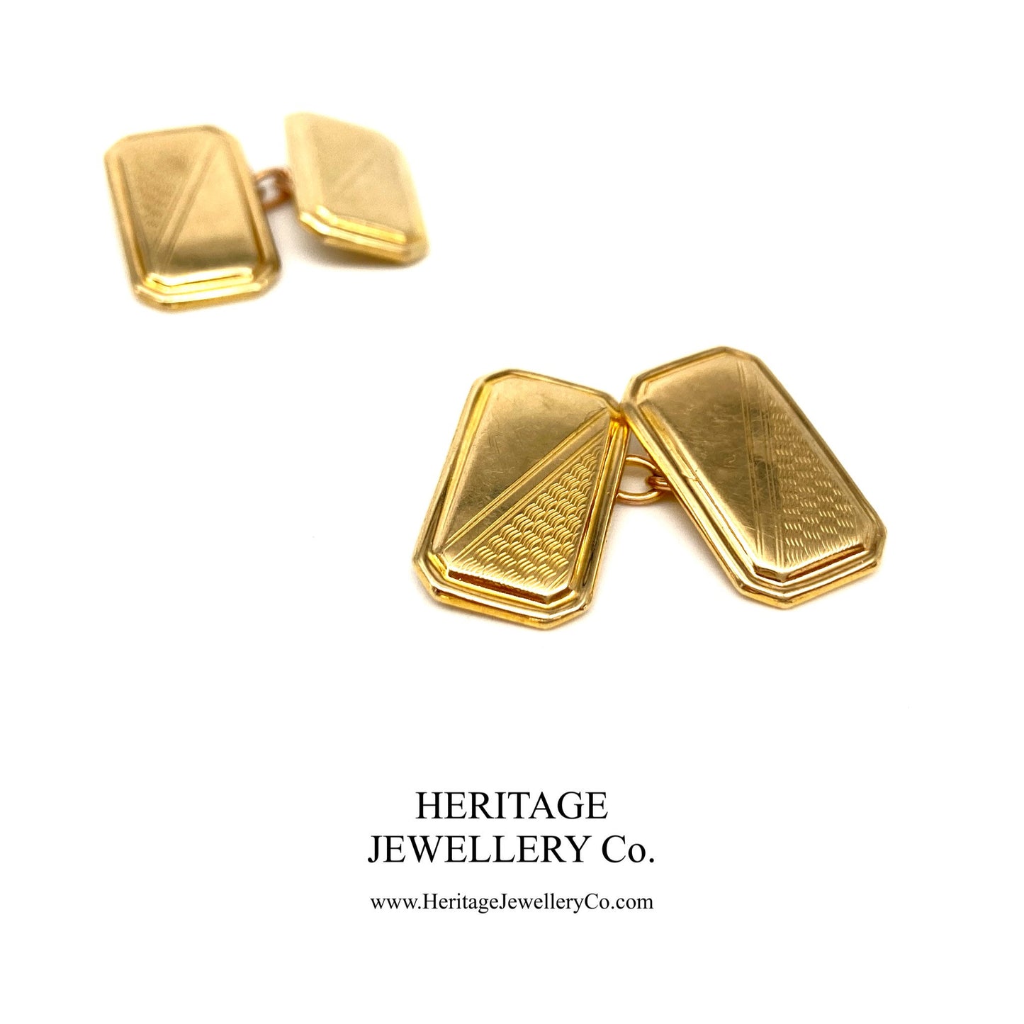 Antique Art Deco Gold Cufflinks with Antique Box