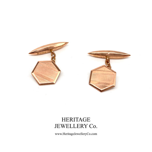 Antique Art Deco Gold Cufflinks with Antique Box