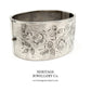 Antique Victorian Silver Bangle Bracelet with English Rose Motif (c. 1884)